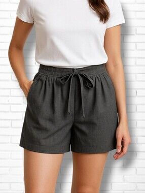 3.1 Phillip Lim Grey Wool High Waist Pleated Paperbag Shorts Size 6 US